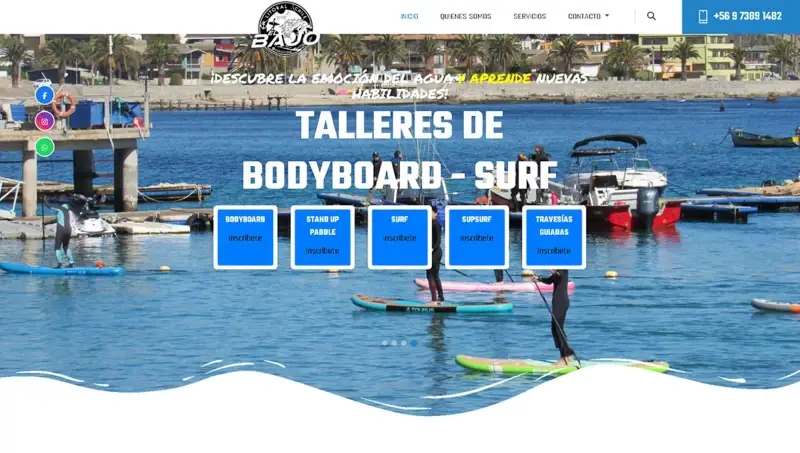 Sitio web / Talleres de deportes acuáticos en el litoral.